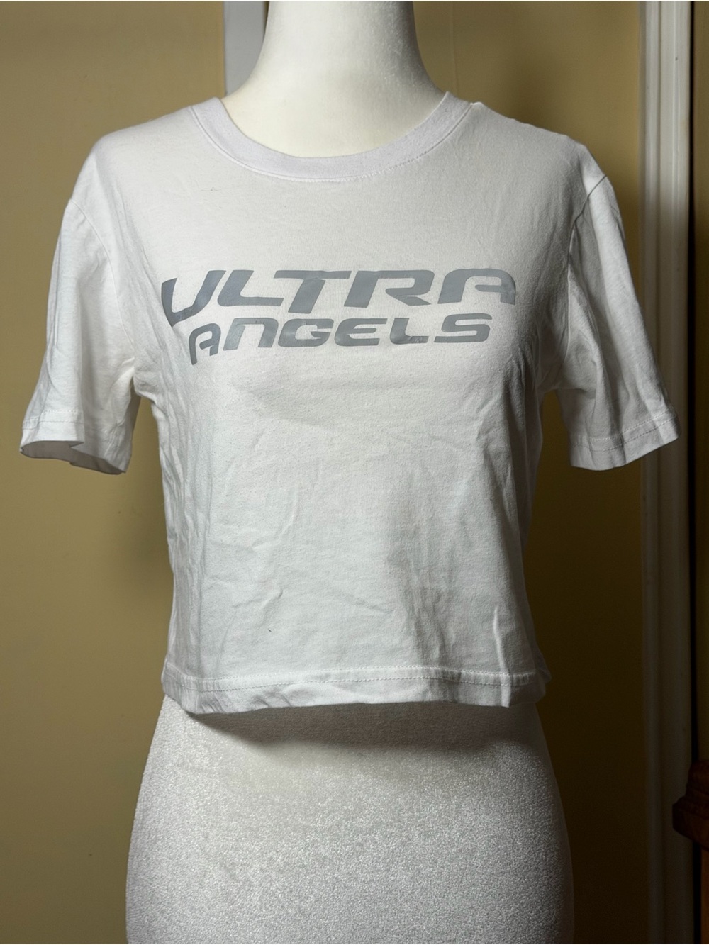 Ultra Angels White Graphic Crop Tee